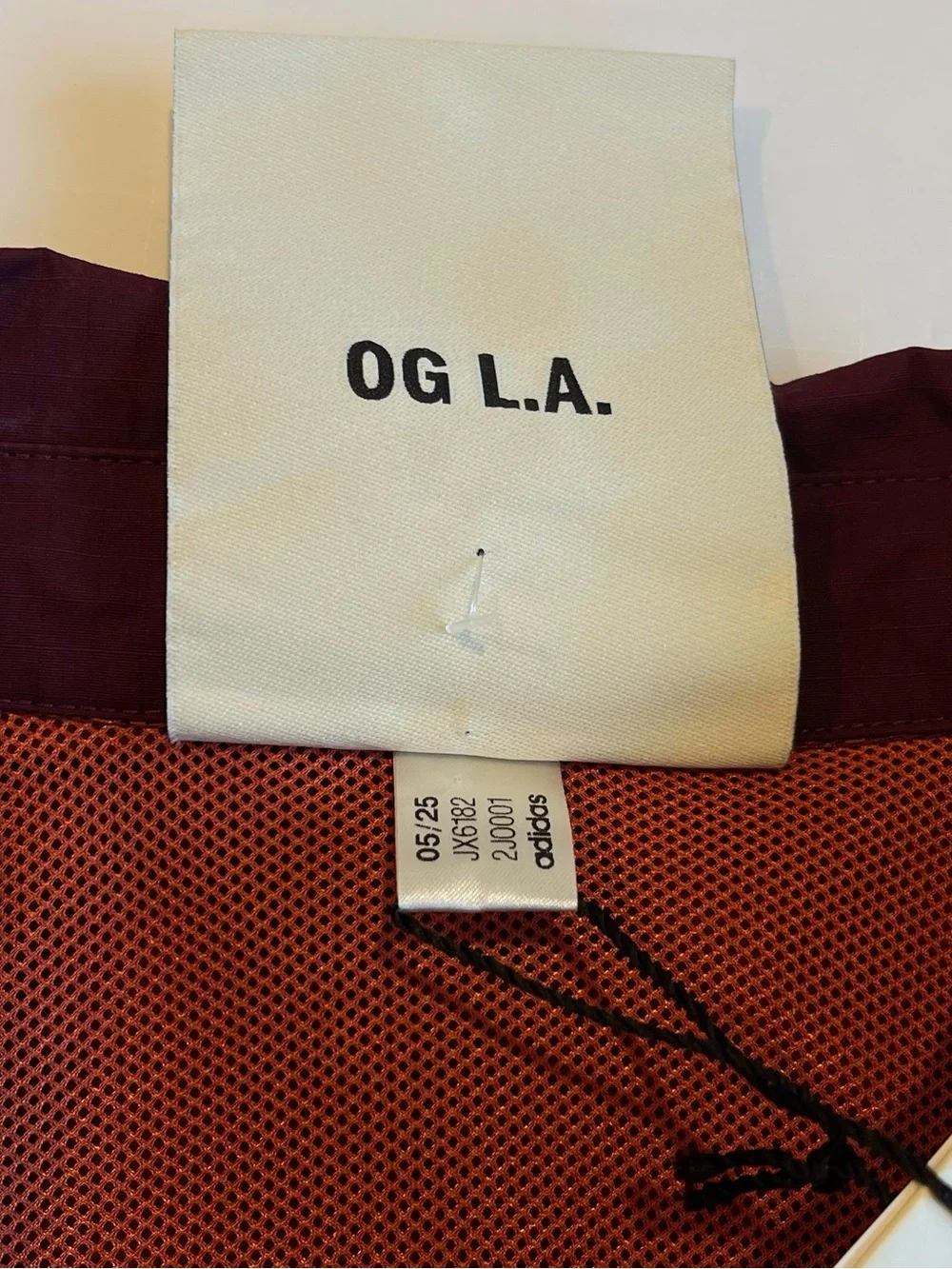 Adidas OG LA Windbreaker Jacket Mesh Lined Maroon Full Zip